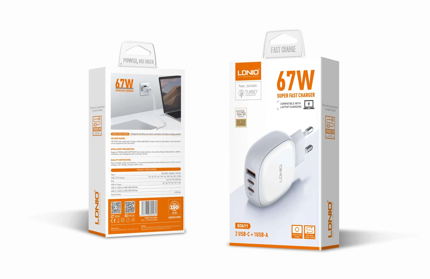 Chargeur rapide double port PD&QC 67 W Q3611