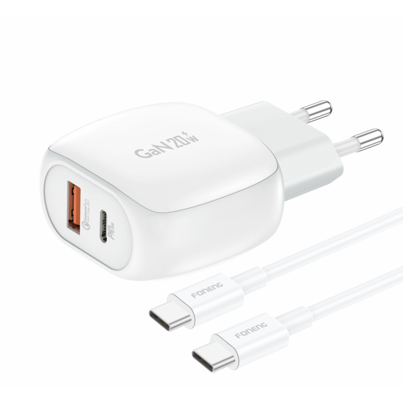 Chargeur GaN EU41 A+C 2 ports (20 W) Type C -Type C