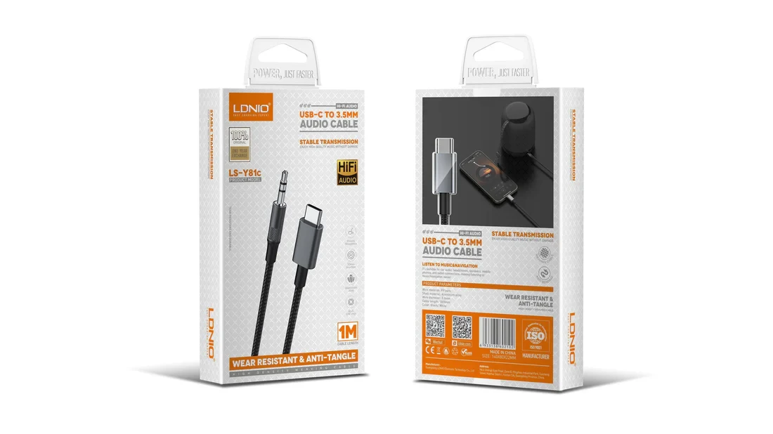 Adaptateur auxiliaire LSY81C 3,5 mm, câble audio de type C