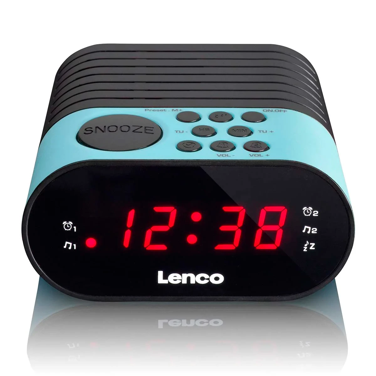 Radio-réveil FM LENCO CR-07 bleu avec minuterie de sommeil et double alarme - Bleu