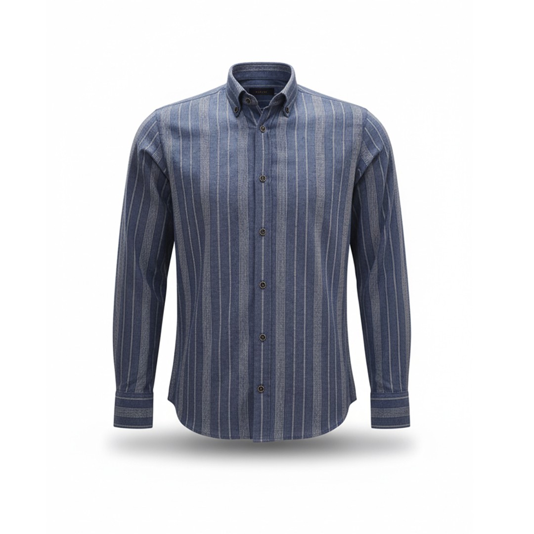 Chemise Homme à rayures verticales bleu et blanc