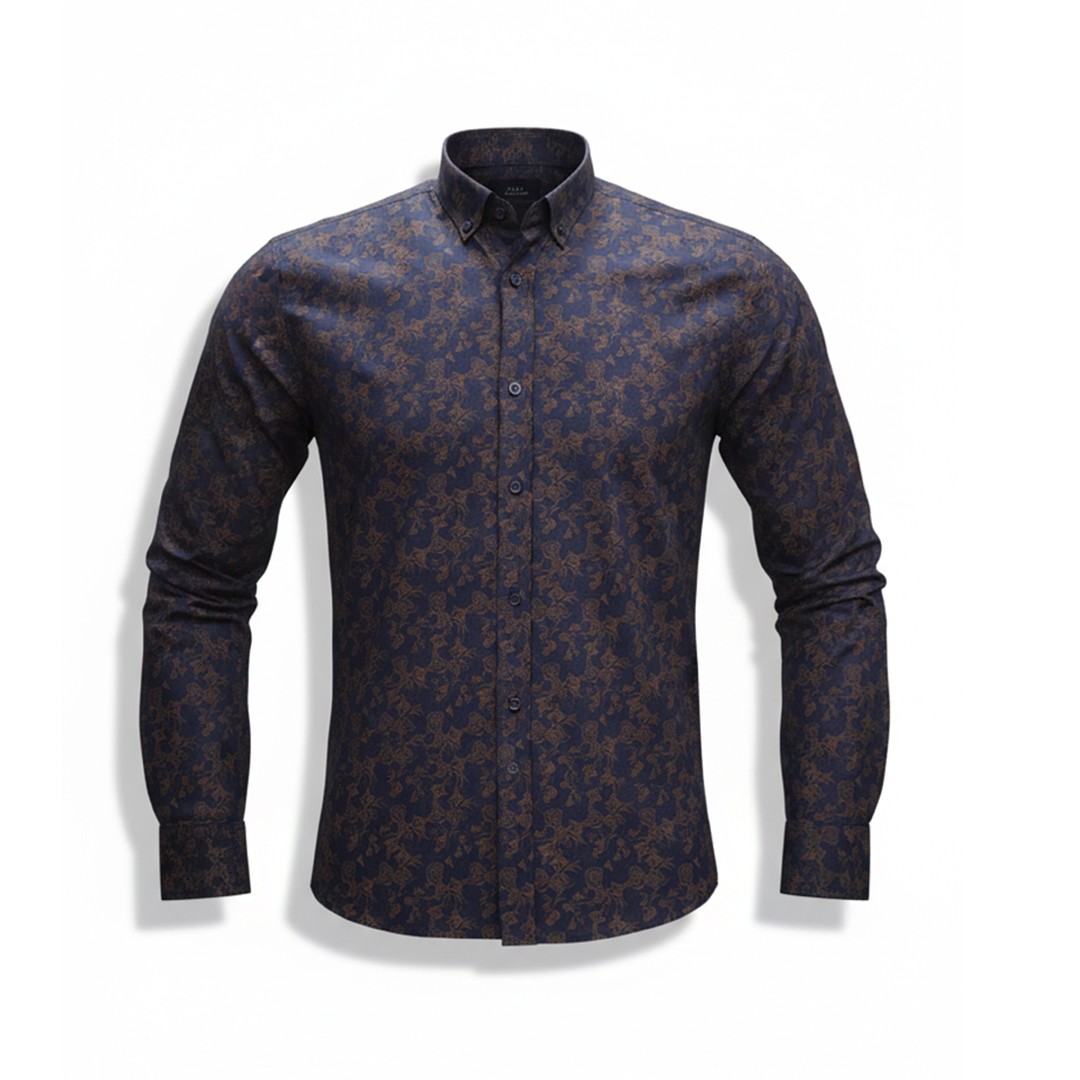 Chemise Homme à Motif Floral Bleu marine