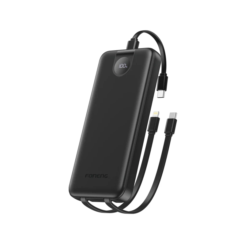 Power Bank PX106 10 000 mAh avec 3 câbles intégrés (22,5 W)