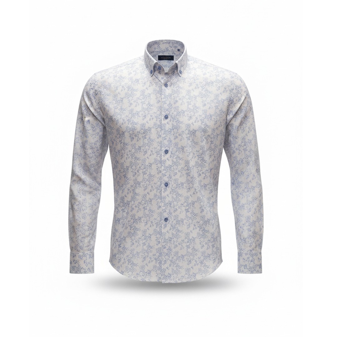 Chemise Homme à Motif Floral Bleu Ciel