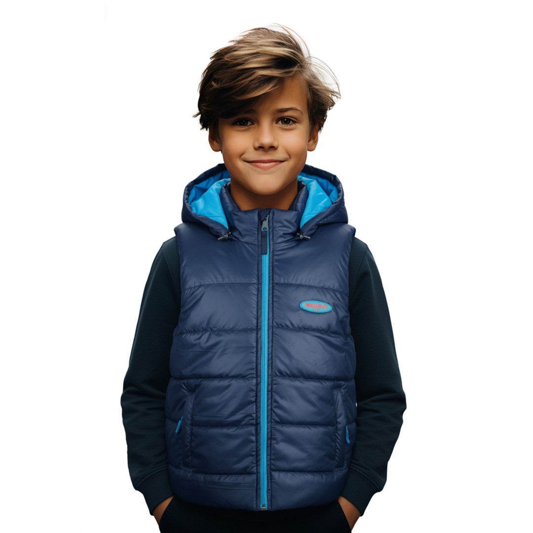 Doudoune à capuche sans manches Bleu marine Garçon