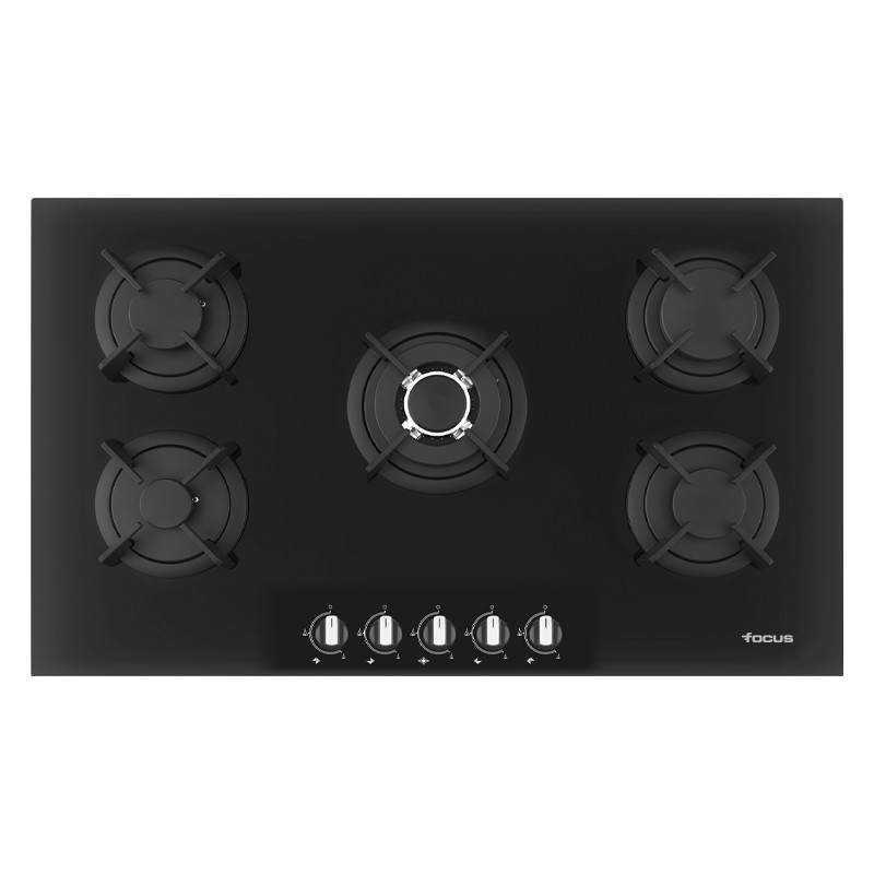 Plaque De Cuisson Encastrable Focus F 4179B 5 Feux 90Cm Vitro Noir