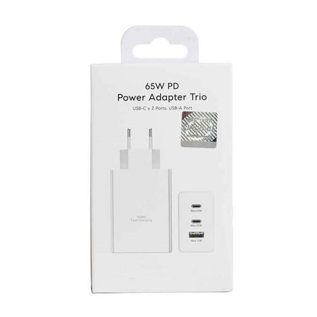 Adaptateur De Charge Rapide 65W Avec 3 Ports - Blanc
