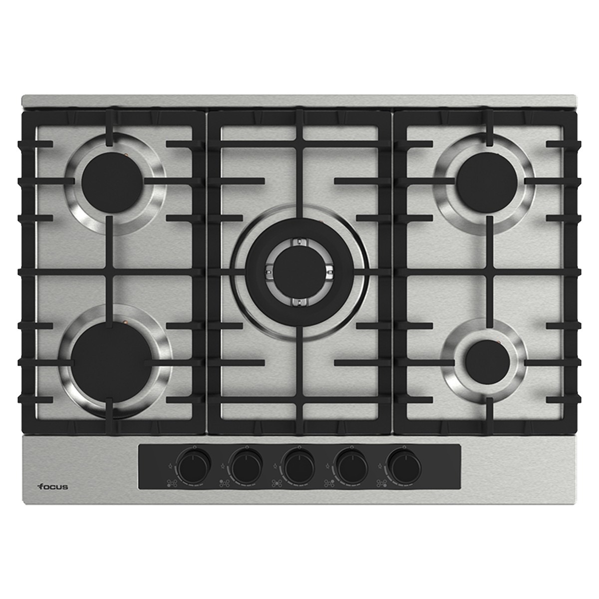 Plaque de cuisson Gaz Focus - F.8003XS 5 feux Fonte - L 70 cm - Inox